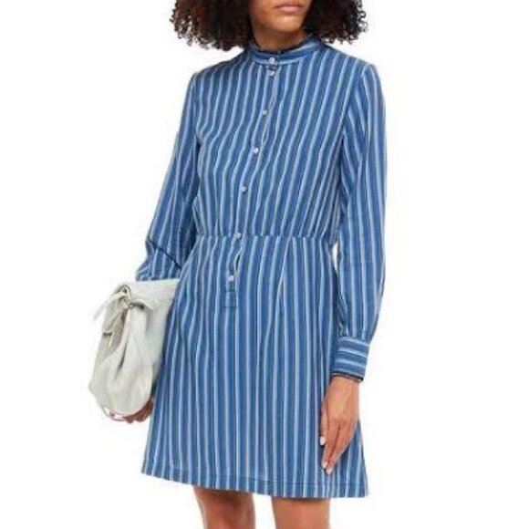 A.P.C. Blue and White Striped Shirt Size 34 (Small) - Picture 1 of 6